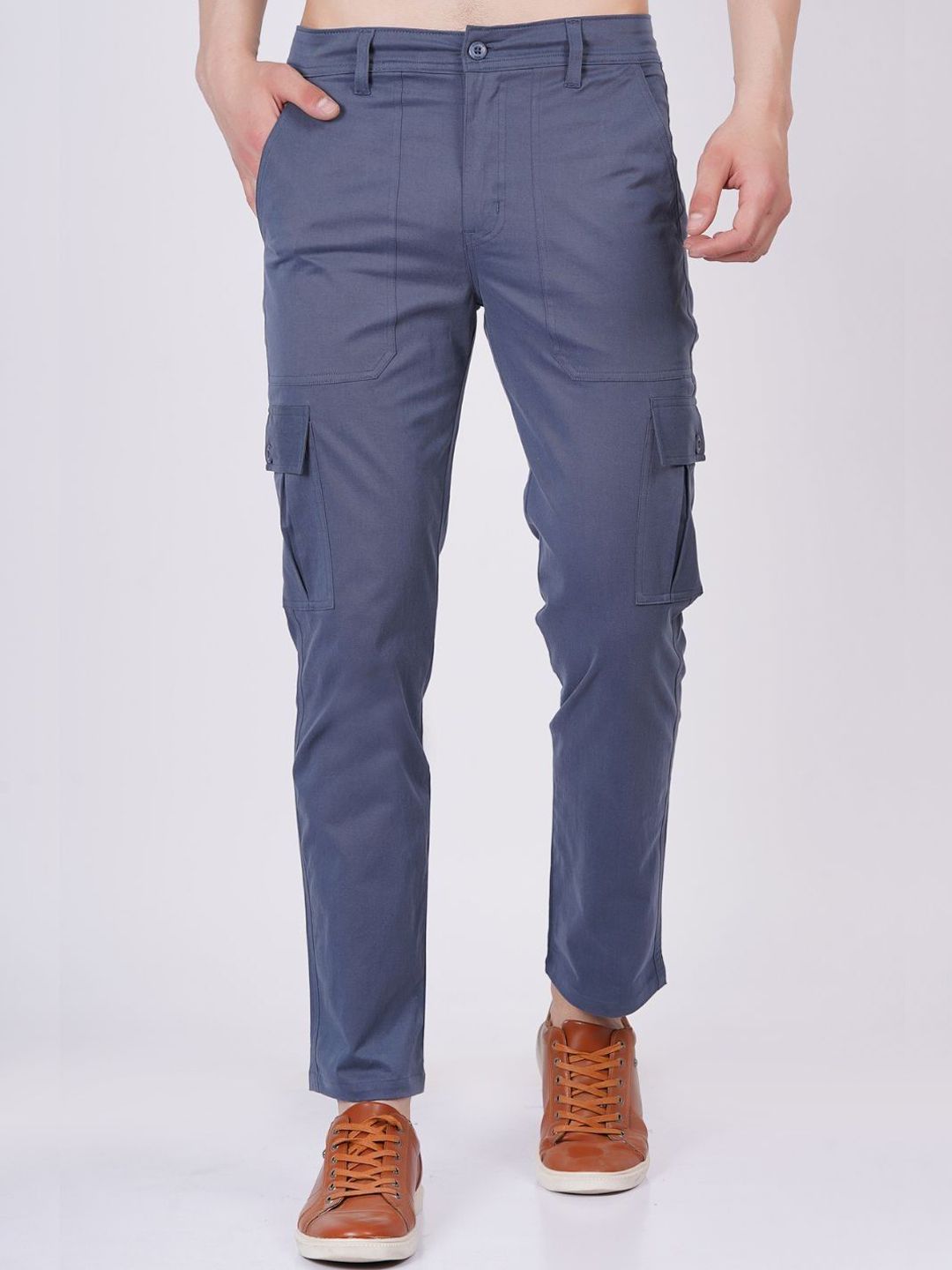 ASHTOM Men Relaxed Regular Fit High-Rise Cargos Trousers-picture-11