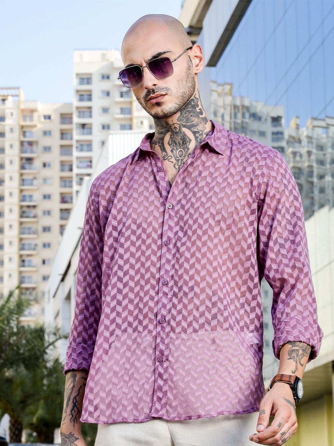 House of Koala Unisex Classic Fit Spread Collar Textured Casual Shirt-picture-27