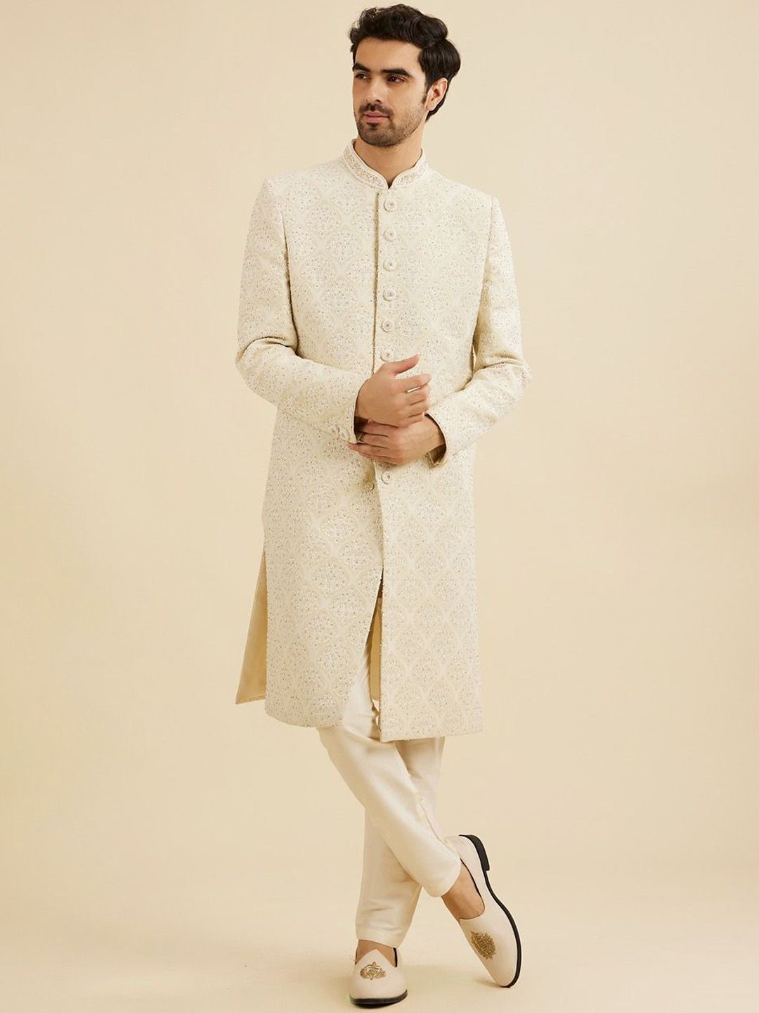 Manyavar Embroidered Brocade Sherwani Set-image-13