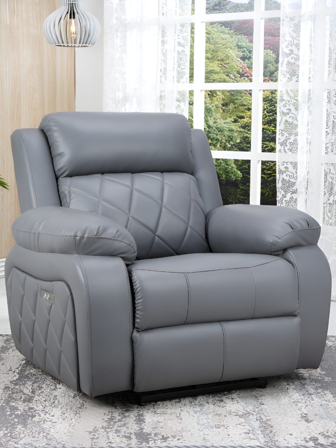 SOLIS Royale - The Desired Grey Comfort Manual 1 Seater Leatherette Powered Recliner