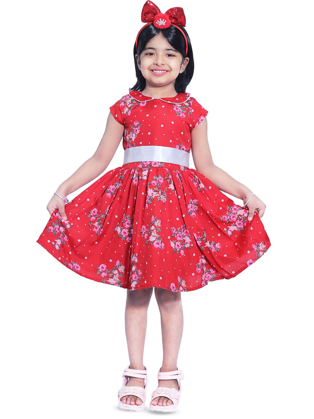 Wow Princess Floral Crepe A-Line Dress-picture-11