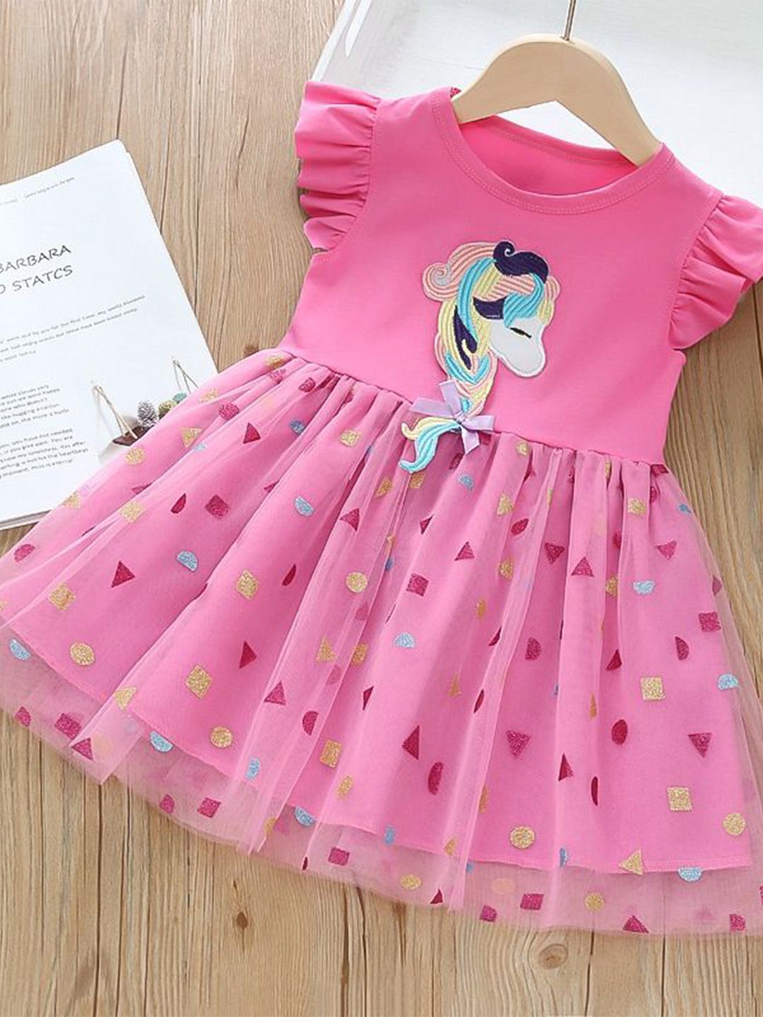 YK Girls Flutter Sleeves Fit and Flare Dress-picture-29