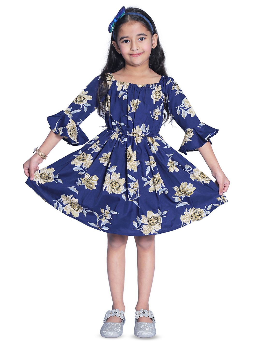 Wow Princess Floral Bell Sleeve Crepe A-Line Dress-picture-26