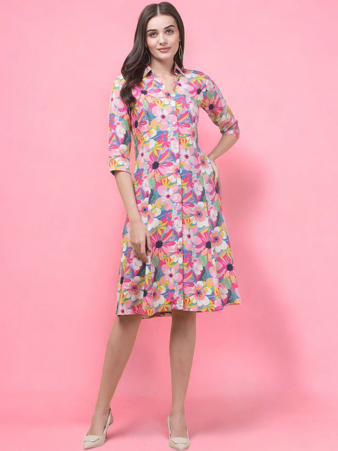 INUKA Women Floral Printed A-Line Dress-picture-11