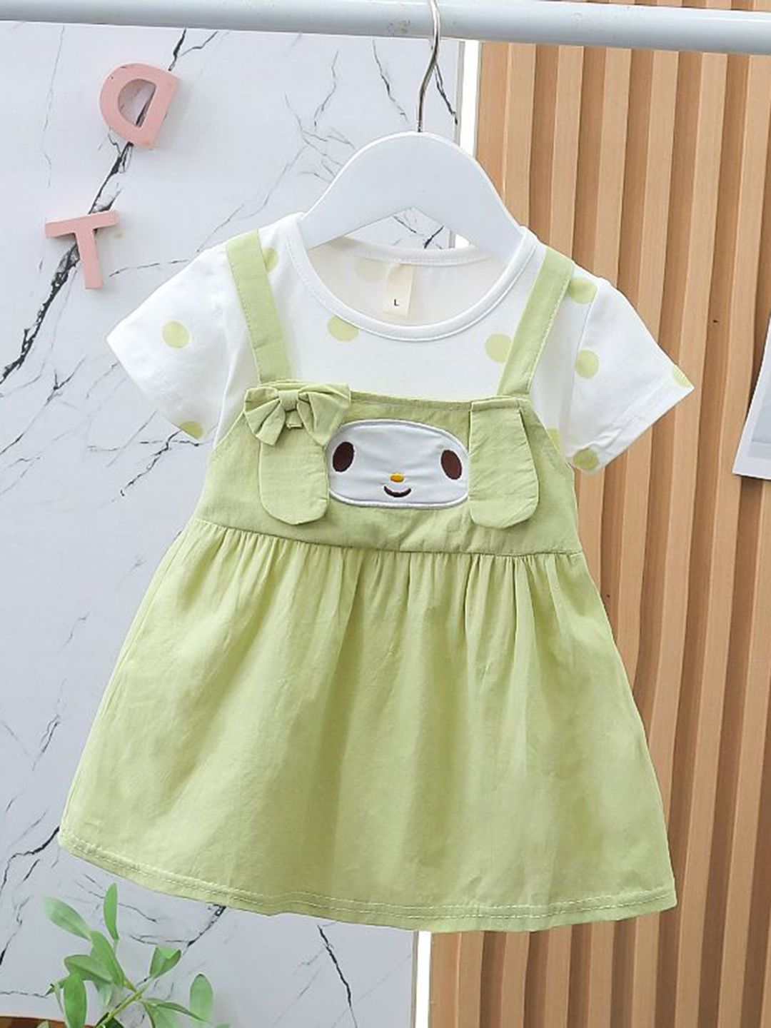 YK Girls Self Design Round Neck A-Line Dress-picture-42