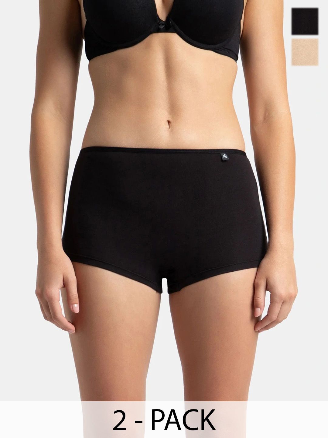 Jockey Women Pack Of 2 High Coverage Anti Microbial Boy Shorts Briefs SS04-0205-BK-WS-picture-35