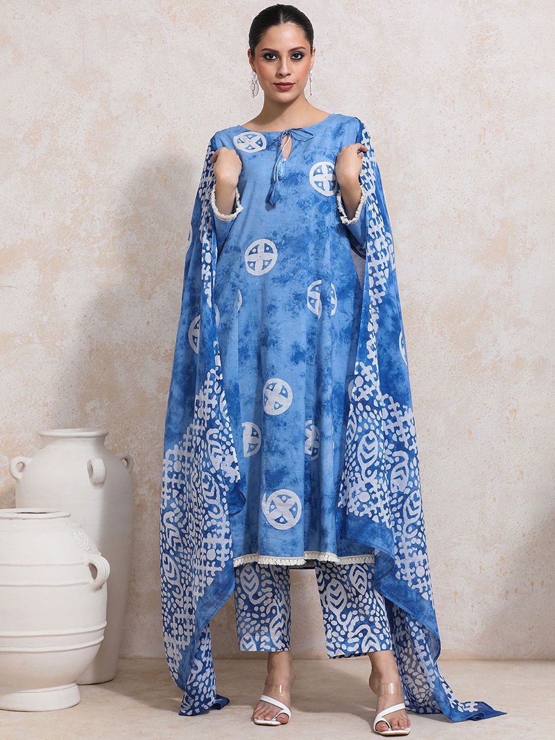 Moara Geometric Dyed Layered Pure Cotton Straight Kurta With Trousers & Dupatta-picture-24