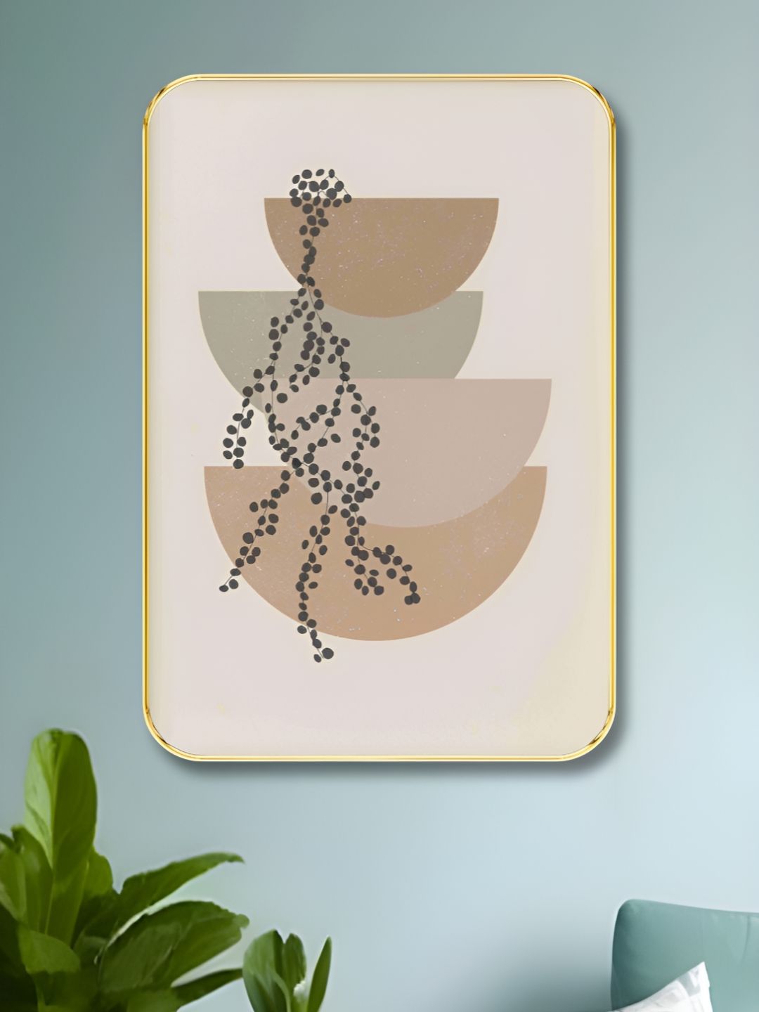 SAF Beige & Grey Abstract Printed Wall Paintings-picture-26