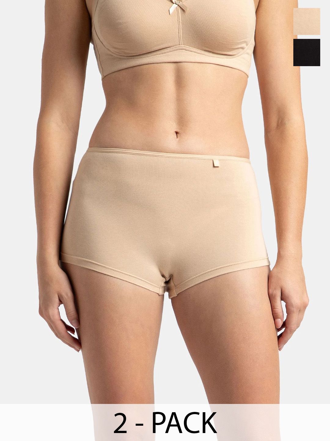 Jockey Women Pack Of 2 High Coverage Anti Microbial Boy Shorts Briefs SS04-0205-BK-WS-picture-14
