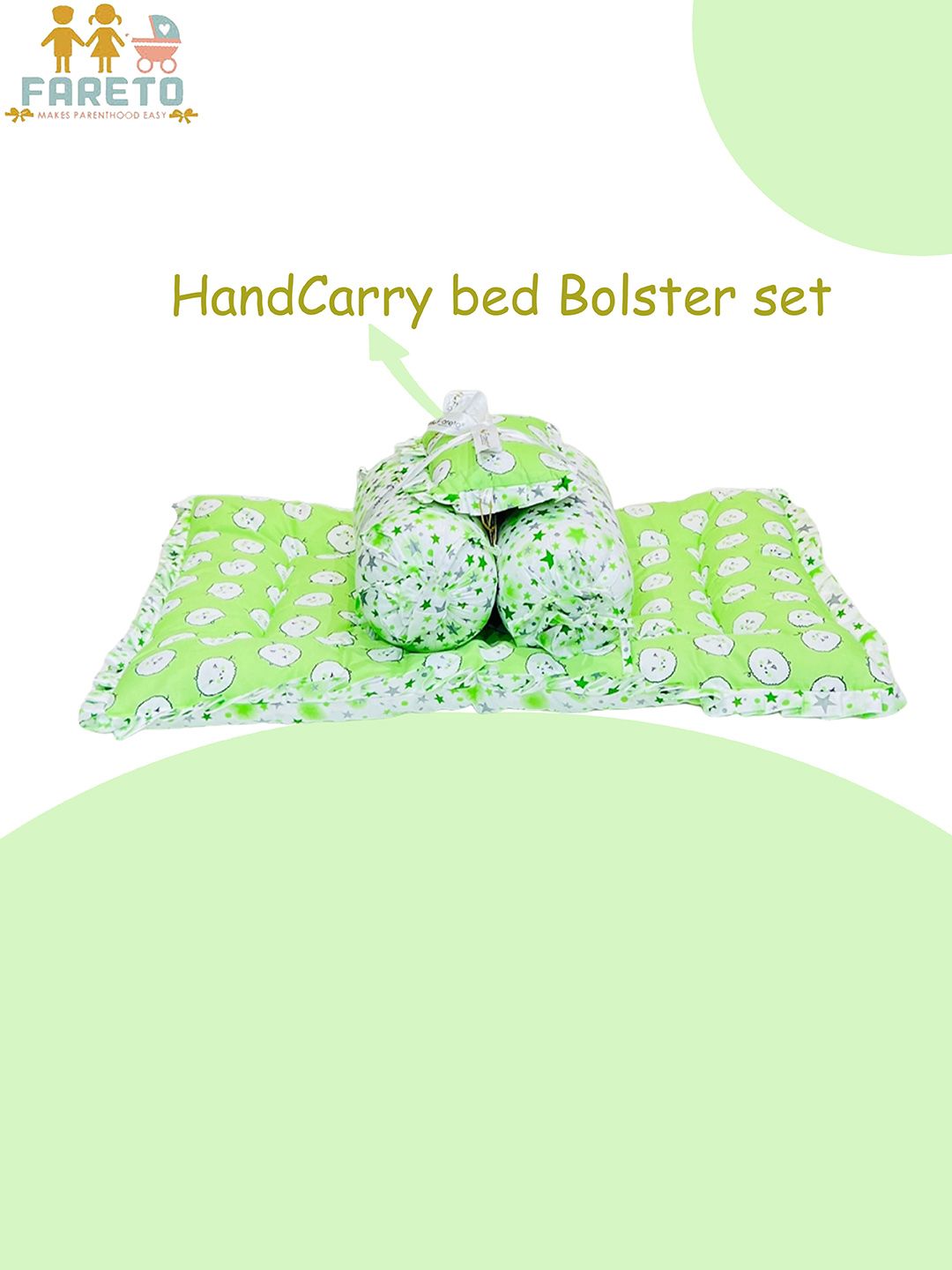 Fareto Infants Green & White Printed Cotton Baby Bed Set-picture-10