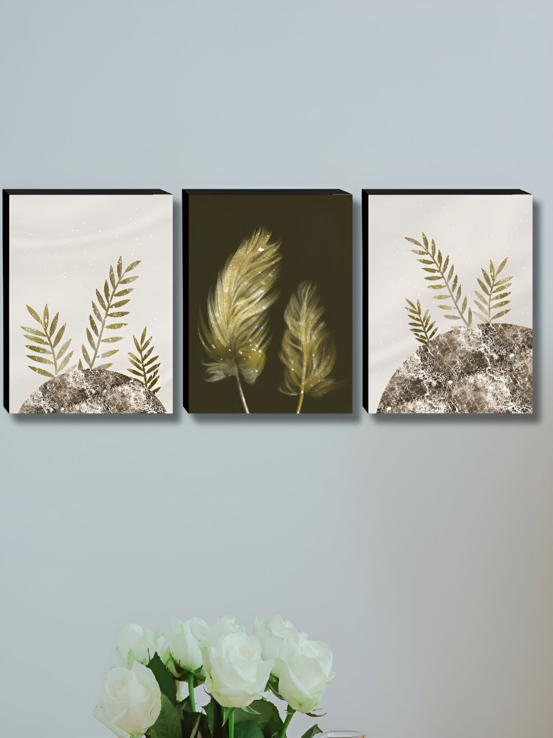 SAF Grey & Brown 3 Pieces Floral and Botanical Wall Paintings-picture-14