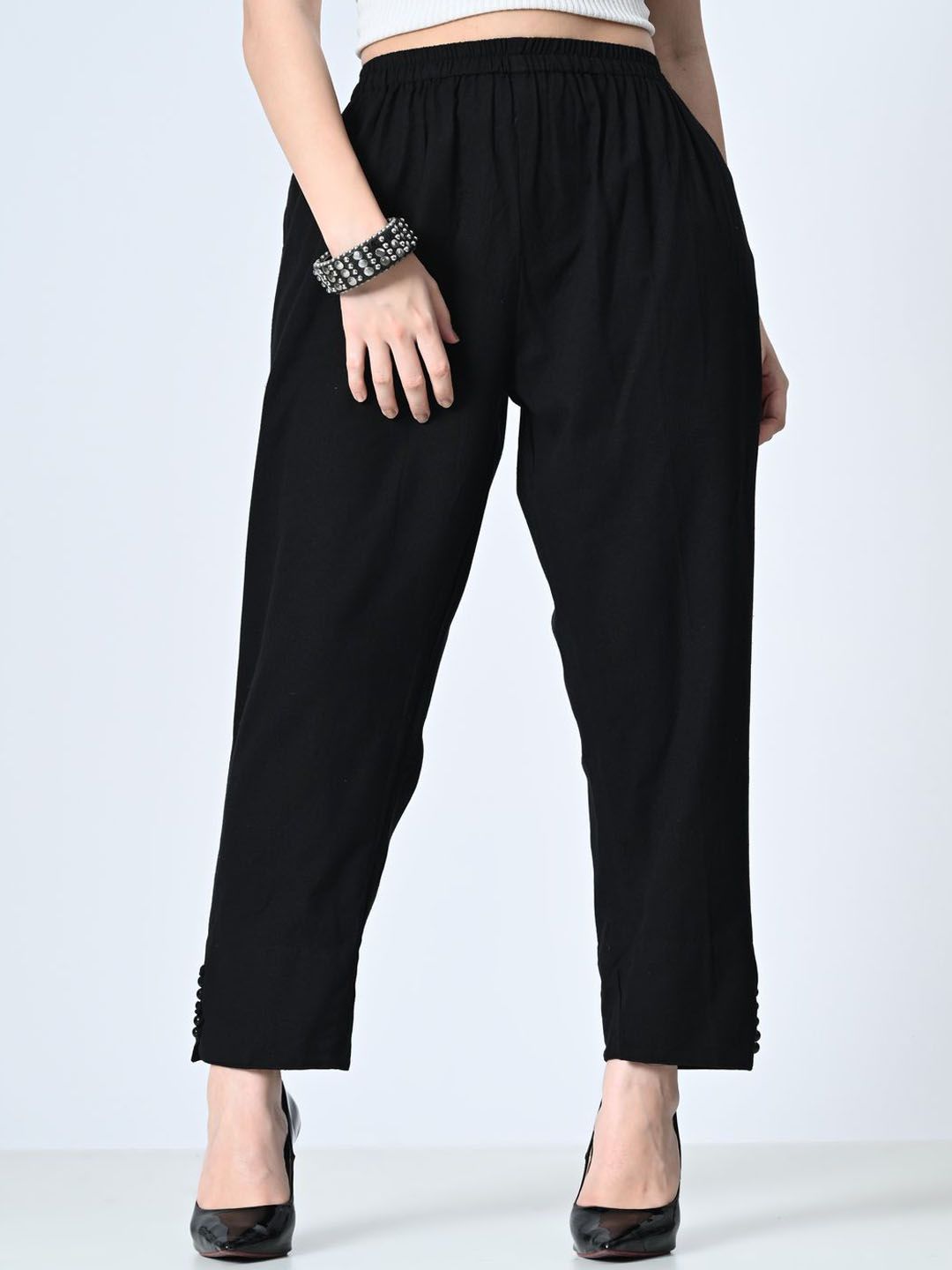 MAURYA Women Relaxed Solid Trousers-picture-36