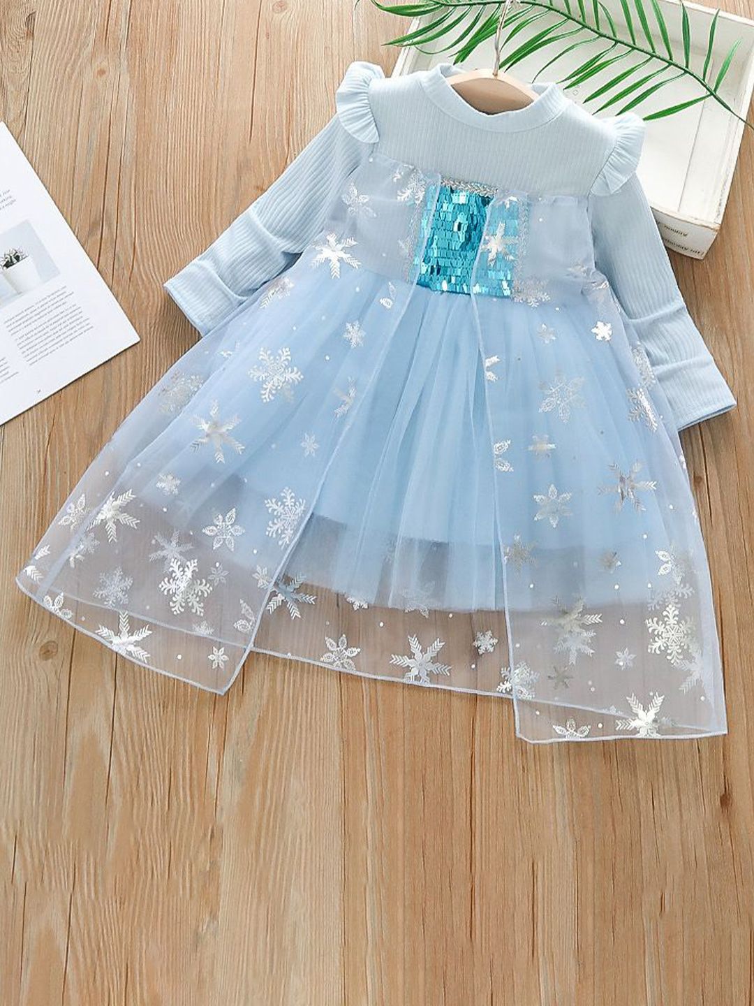 YK Girls Embellished Round Neck Fit & Flare Dress-picture-11