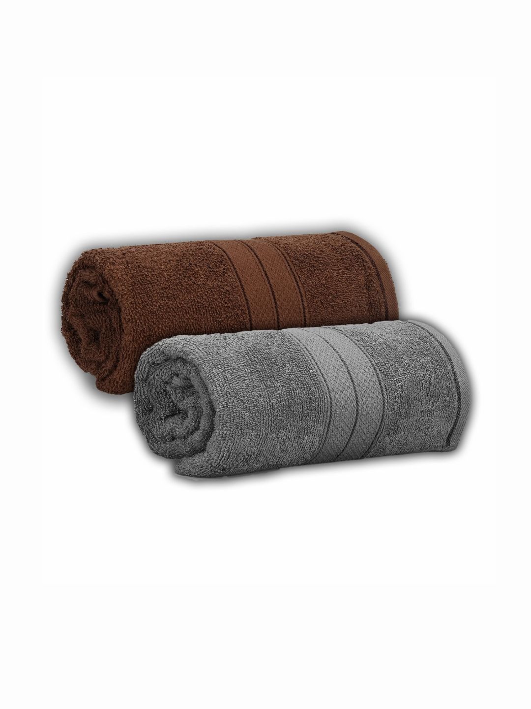 Dollar Brown & Grey 2 Pieces Cotton 600 GSM Bath Towel-picture-25