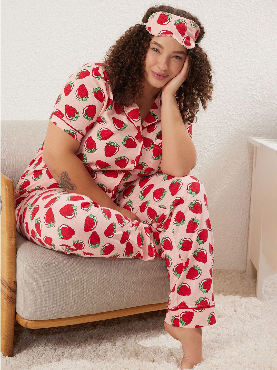 Trendyol Women Printed Pure Cotton Night Suit-picture-31