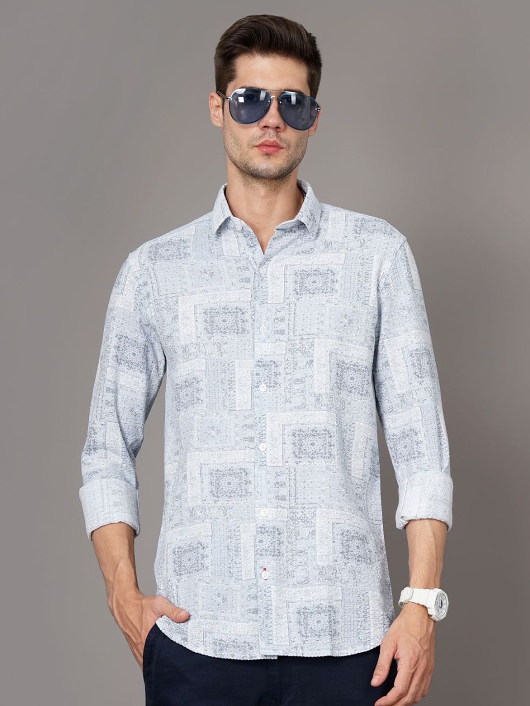 THE BEETEL HOUSE Men Standard Slim Fit Spread Collar Abstract Printed Cotton Casual Shirt-picture-31