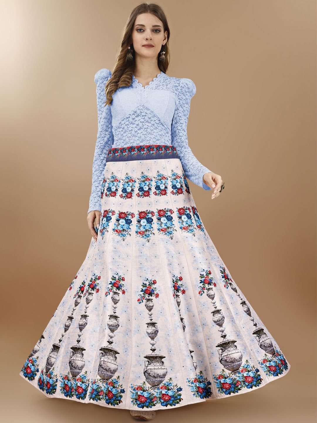 SAPTRANGI Kalamkari Digital Printed Maxi Skirt-picture-41