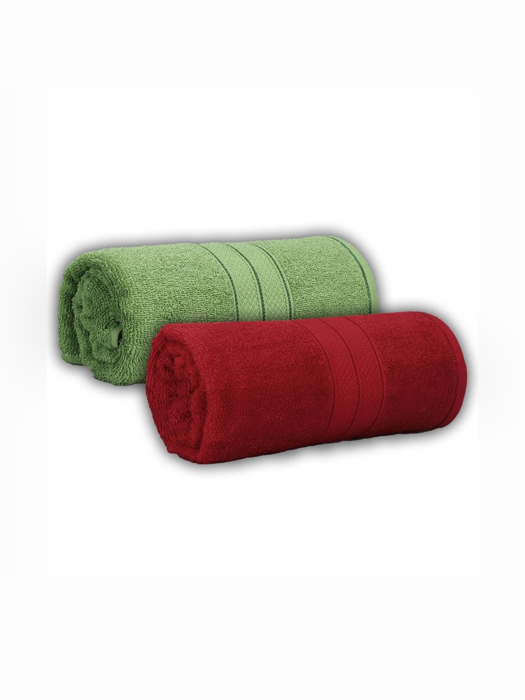 Dollar Green & Red 2 Pieces Cotton 600 GSM Bath Towel-picture-31