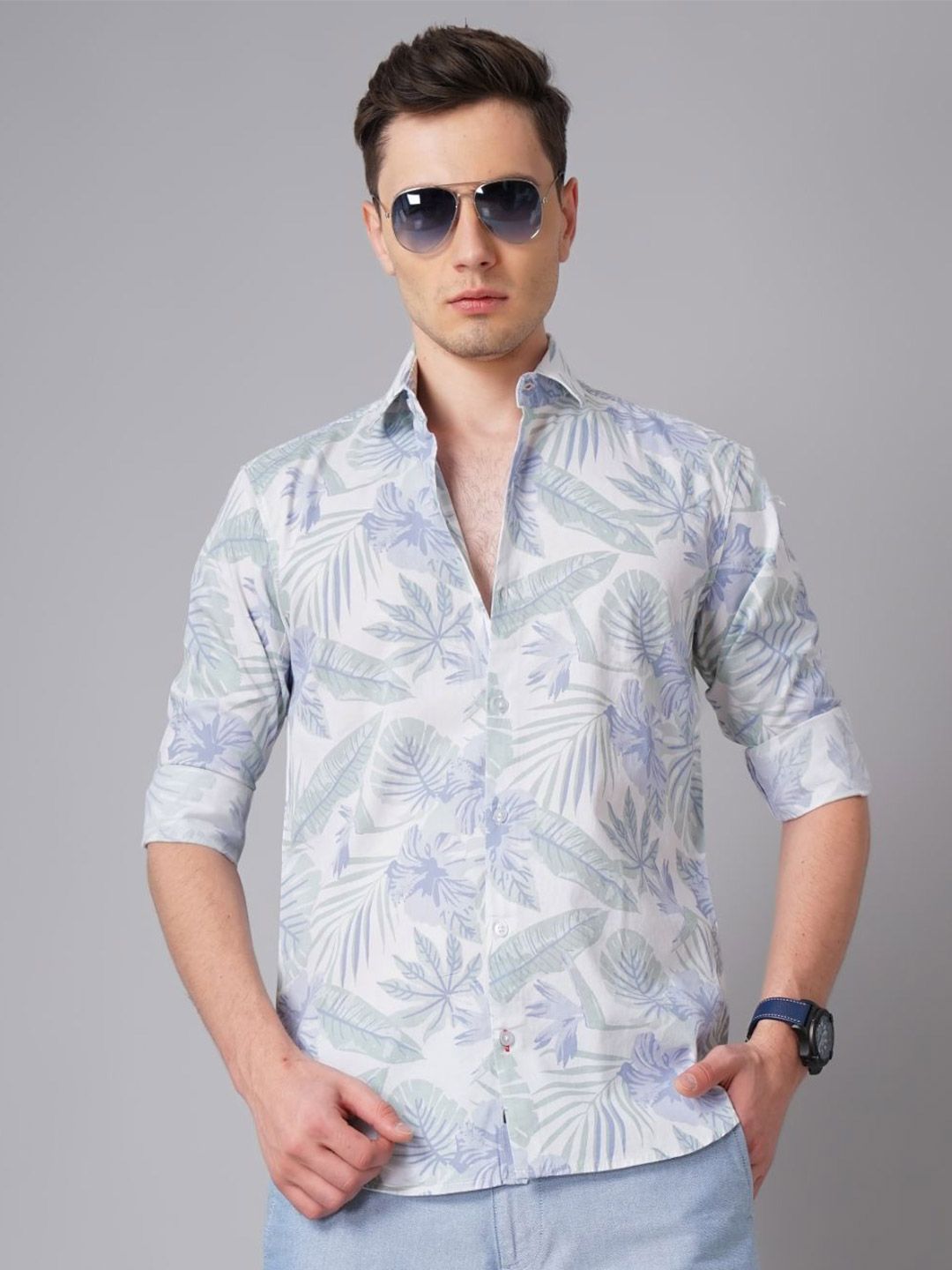 THE BEETEL HOUSE Men Standard Slim Fit Spread Collar Floral Printed Cotton Casual Shirt-picture-16