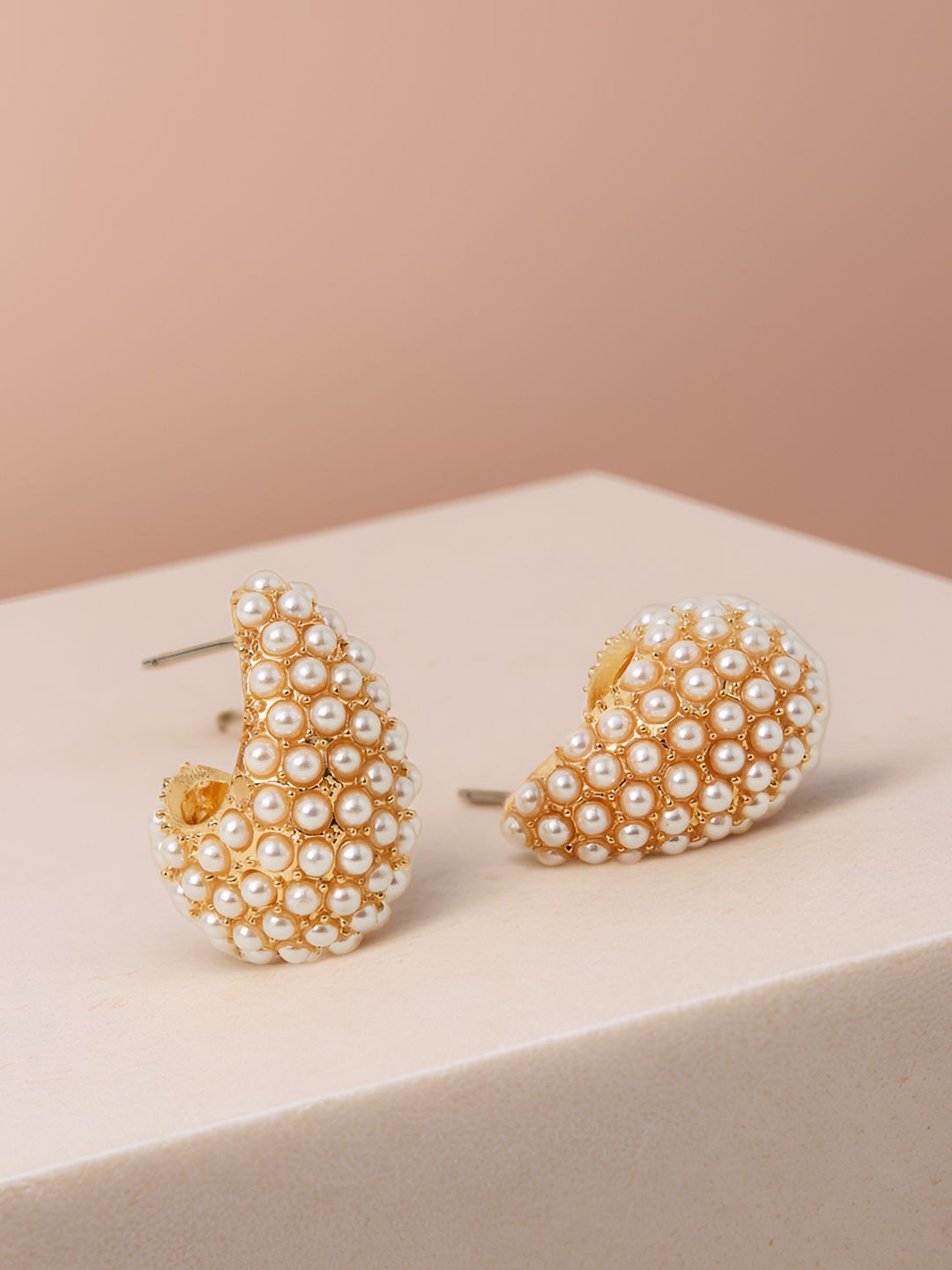 Accessorize Pearls Studded Teardrop Shaped Studs-picture-43