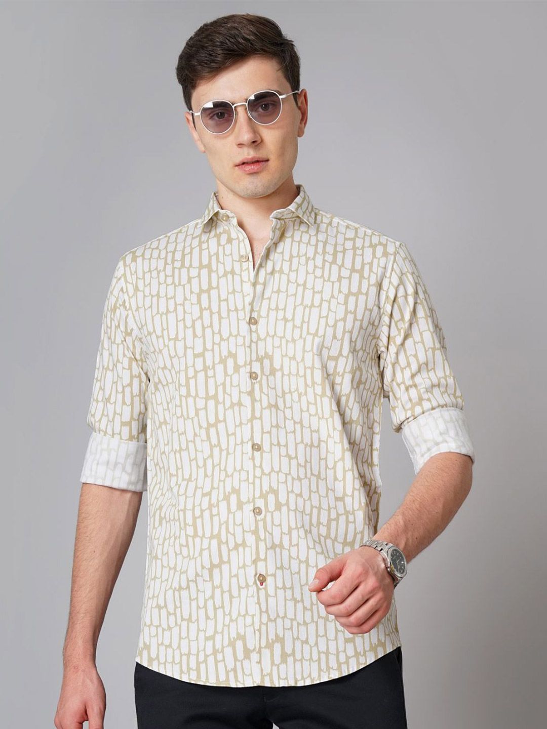 THE BEETEL HOUSE Men Standard Slim Fit Spread Collar Abstract Printed Cotton Casual Shirt-picture-22