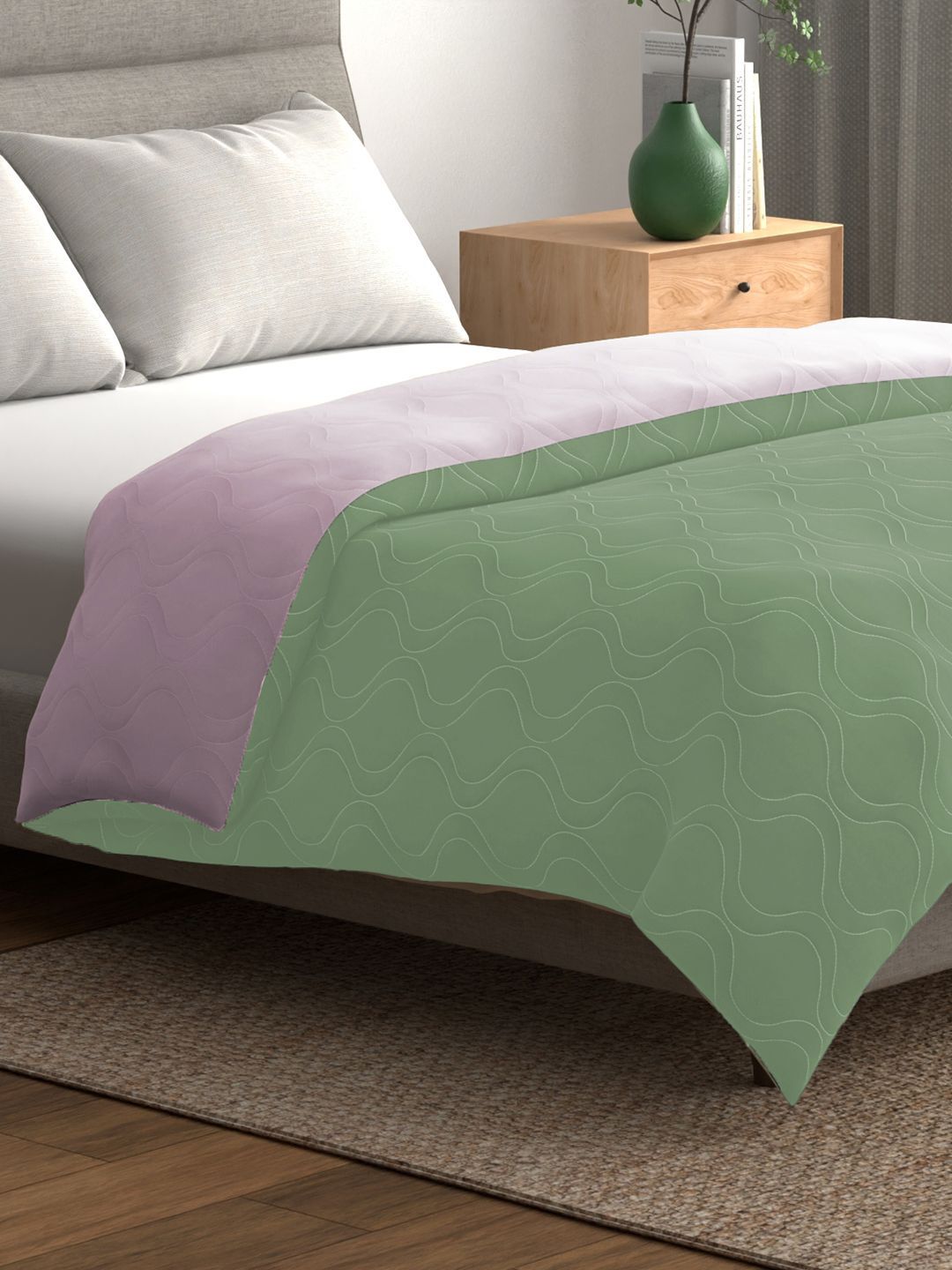 URBAN SPACE Green & Purple Microfiber Summer Single Bed AC Room Blanket-image-48
