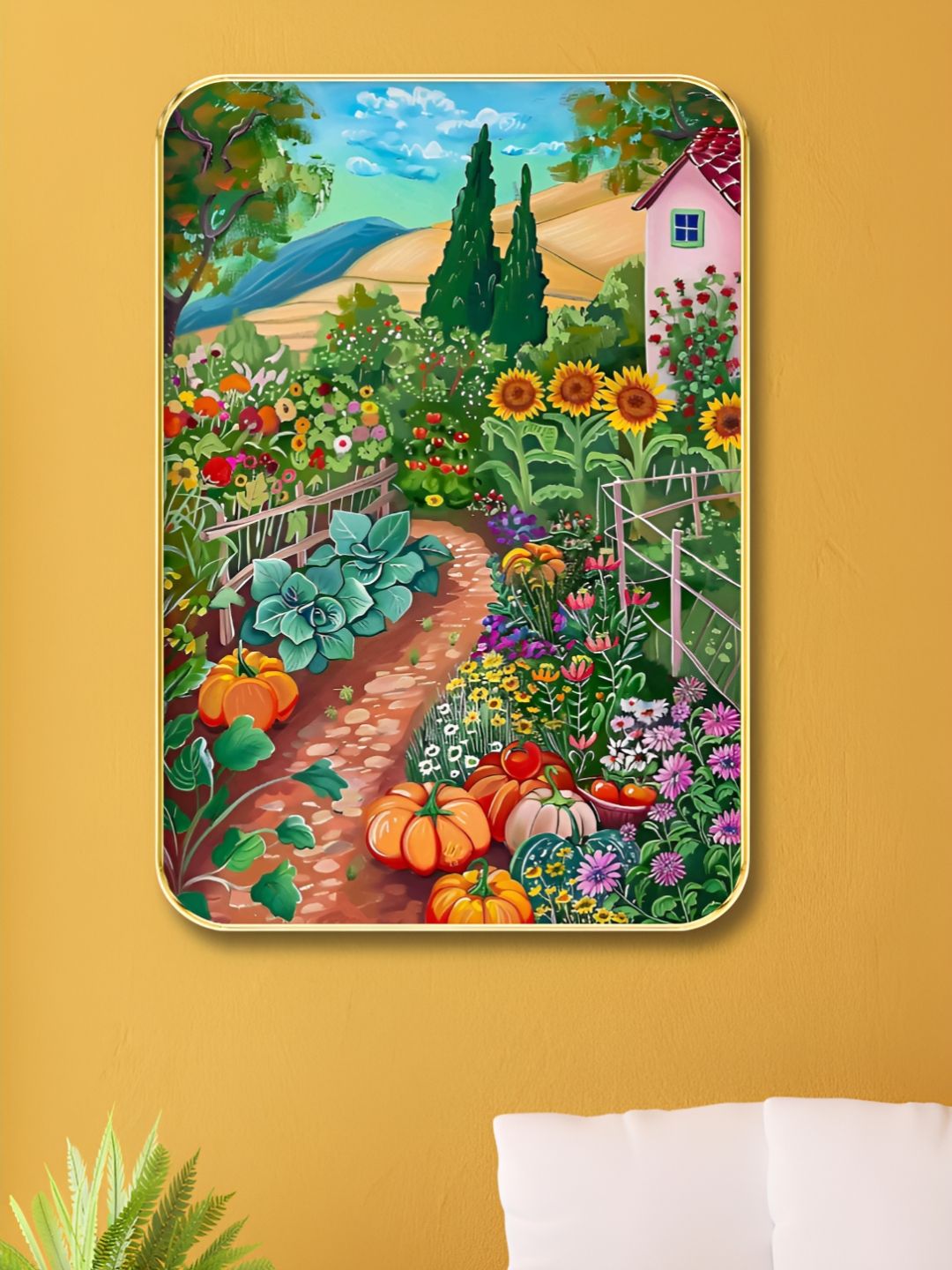 SAF Green & Blue Garden Printed Wooden Wall Painting-picture-23