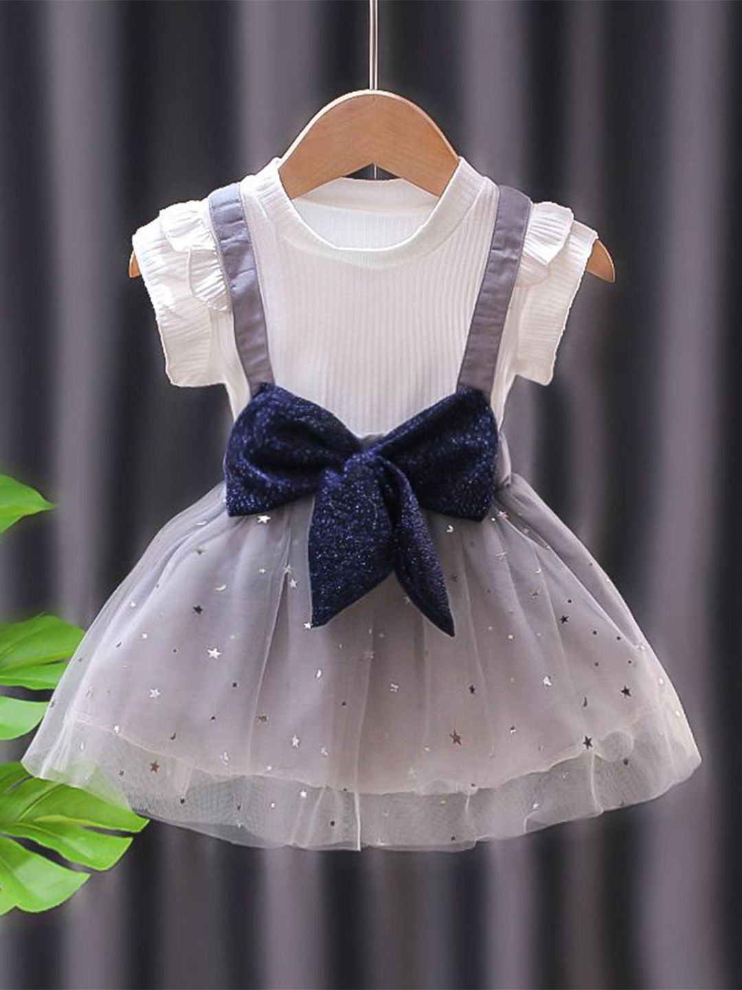 YK Girls Cotton Applique Embellished Fit and Flare Dress With Bow Details-picture-39
