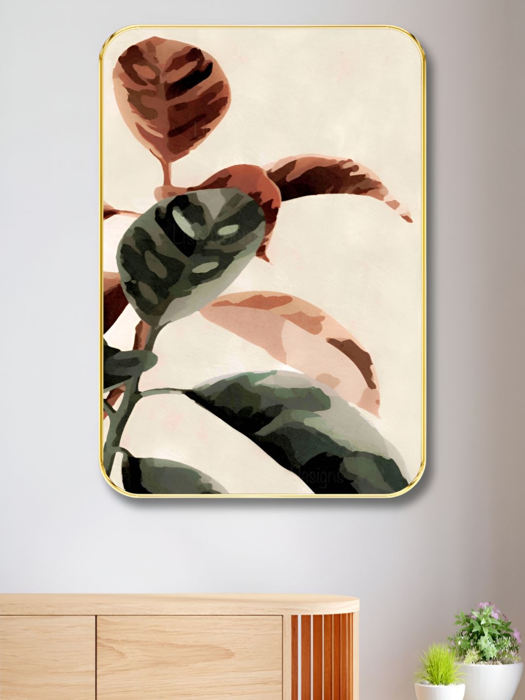 SAF Beige & Brown Floral & Botanical Wooden Wall Art-picture-16