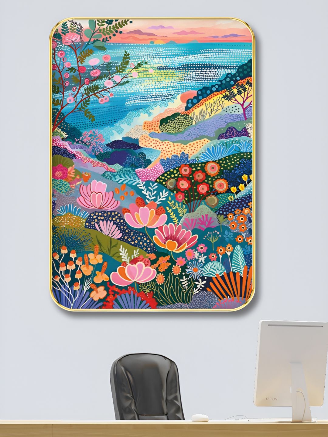 SAF Blue & Pink 1 Piece Wood Floral and Botanical Wall Art-picture-21