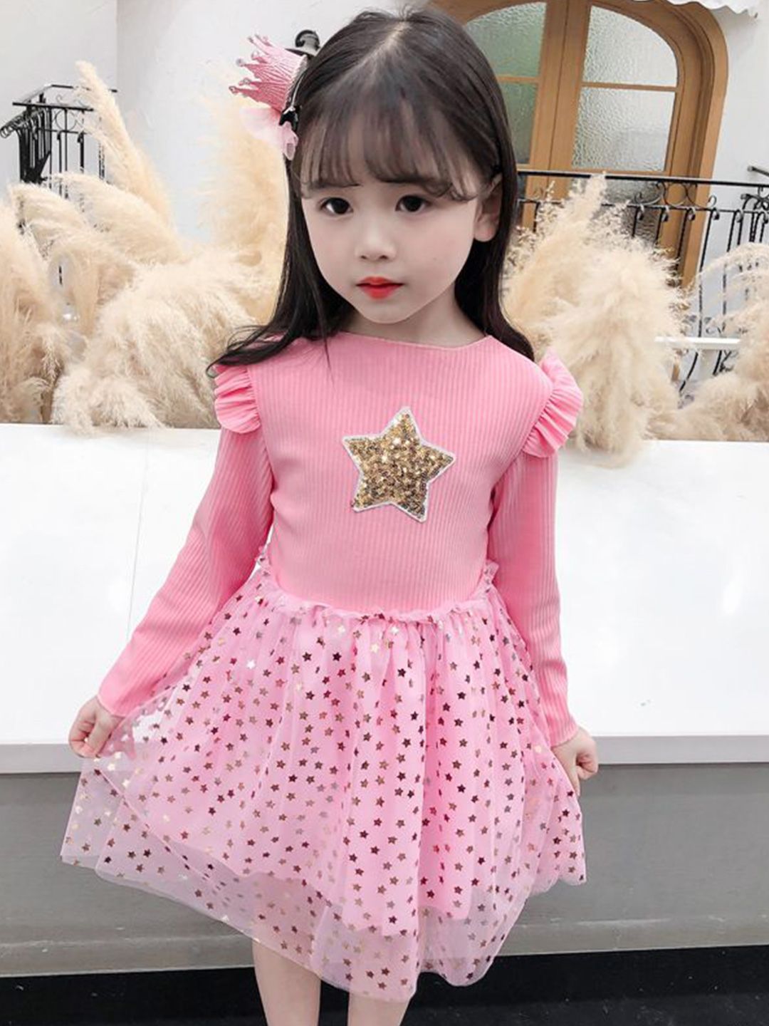 YK Girls Self Design Cotton Fit & Flare Dress-picture-10