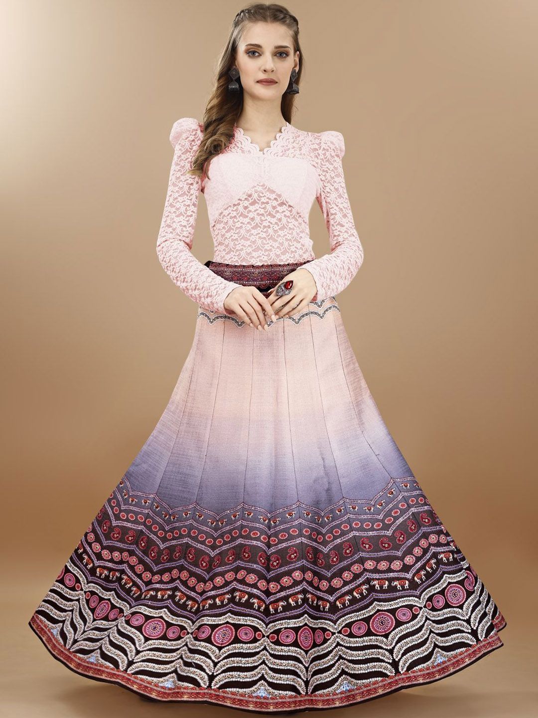 SAPTRANGI Kalamkari Digital Printed Maxi Skirt-picture-53