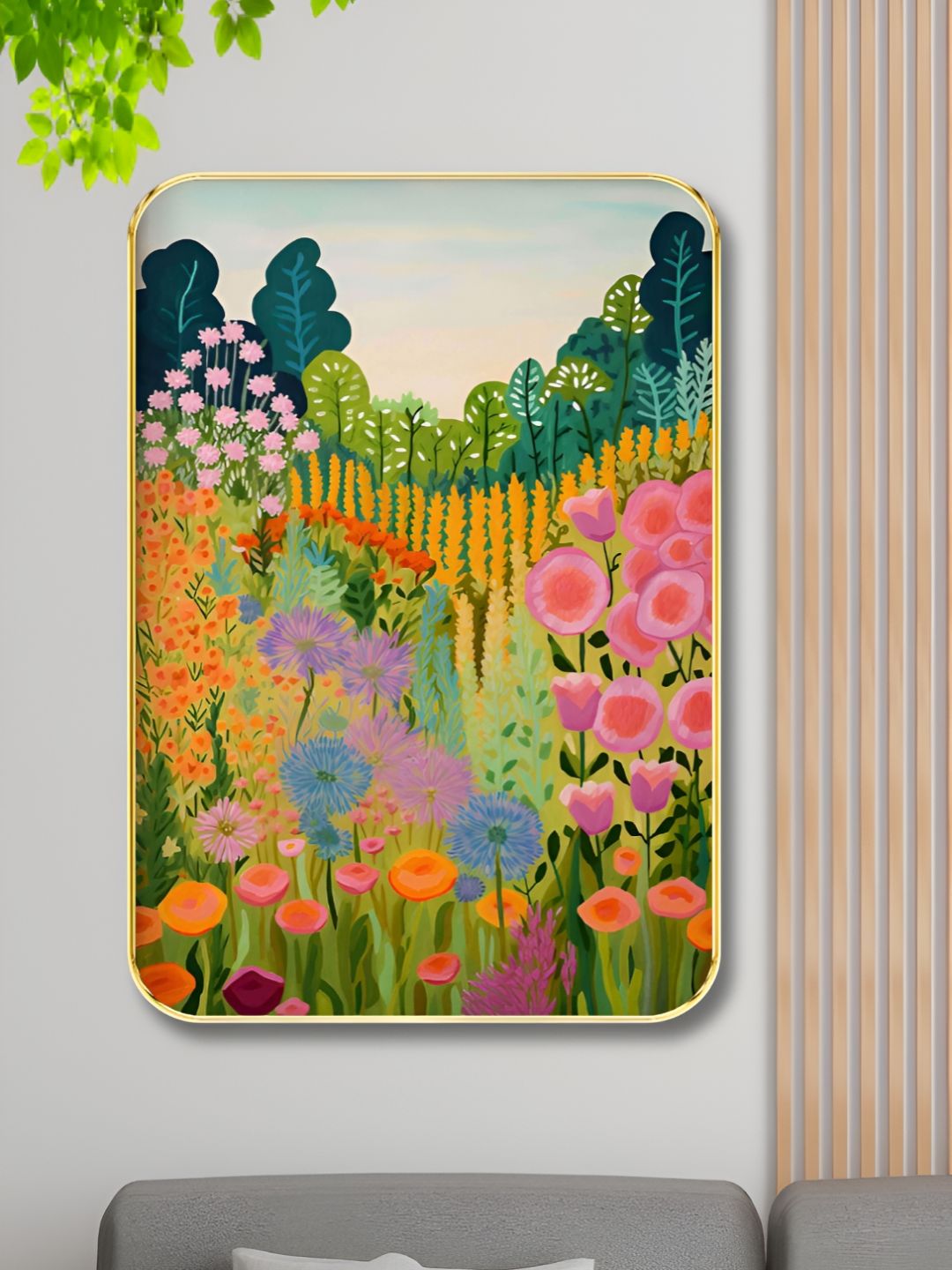 SAF Green & Yellow Floral And Botanical Wooden Wall Art-picture-12