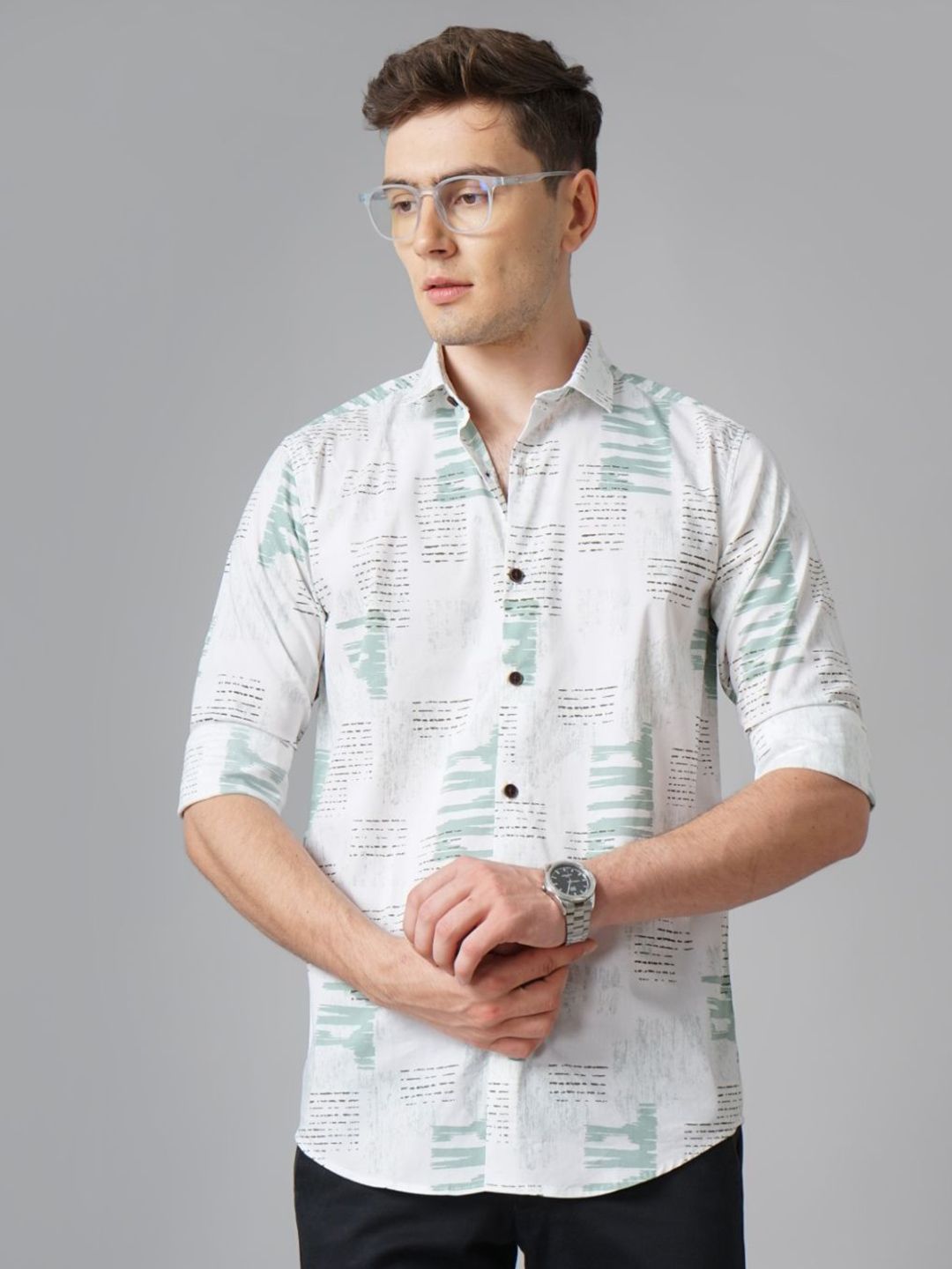 THE BEETEL HOUSE Men Standard Slim Fit Spread Collar Abstract Printed Cotton Casual Shirt-picture-30