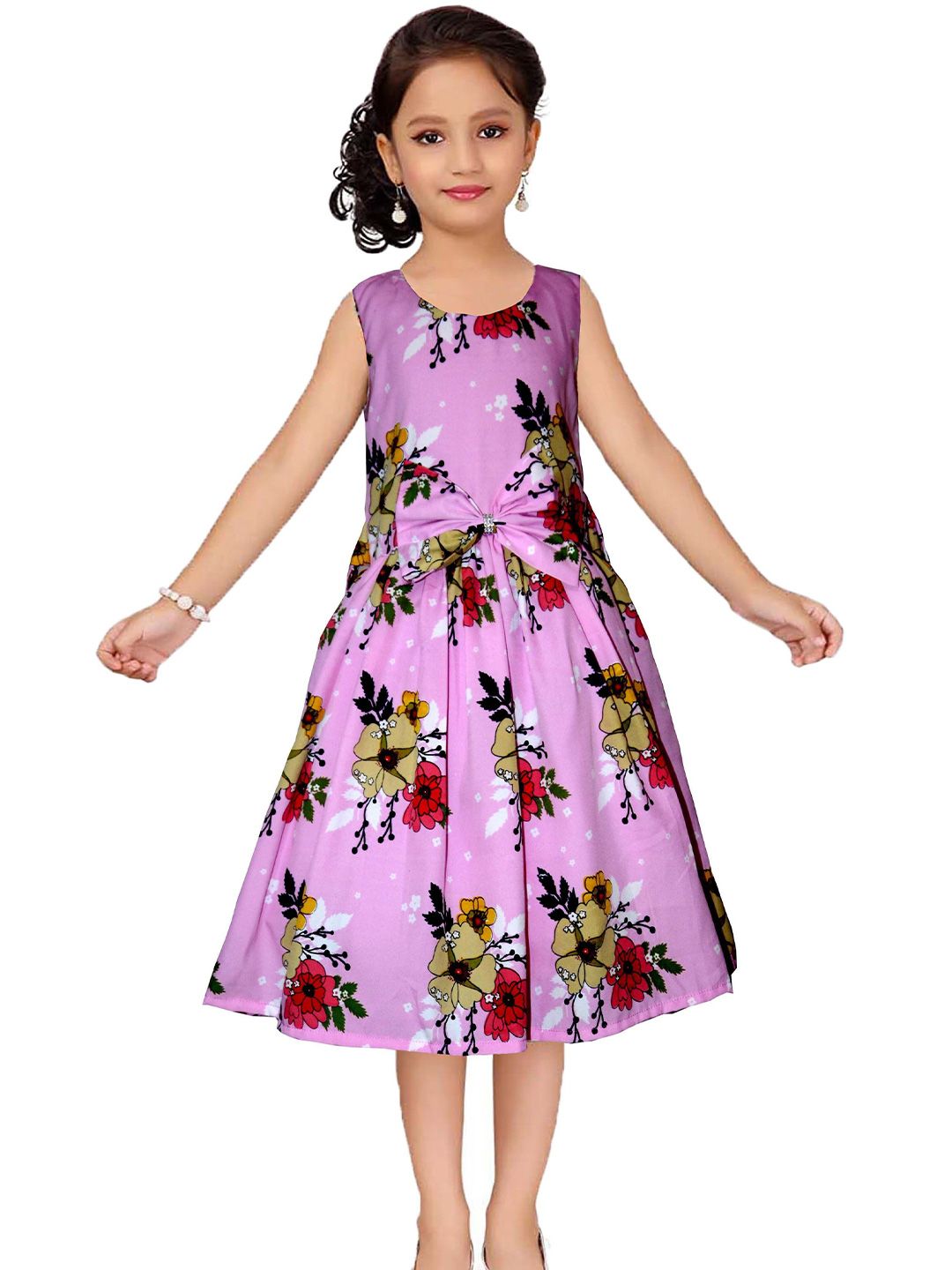 Wow Princess Floral Print Crepe A-Line Dress-picture-15