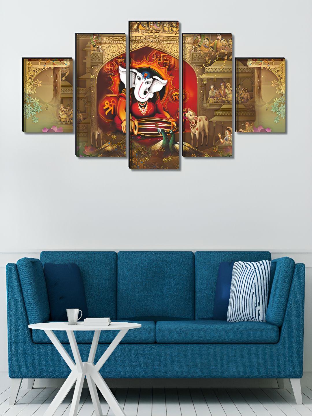 SAF Brown & Red 5 Pieces Wood Religious Wall Paintings-picture-28