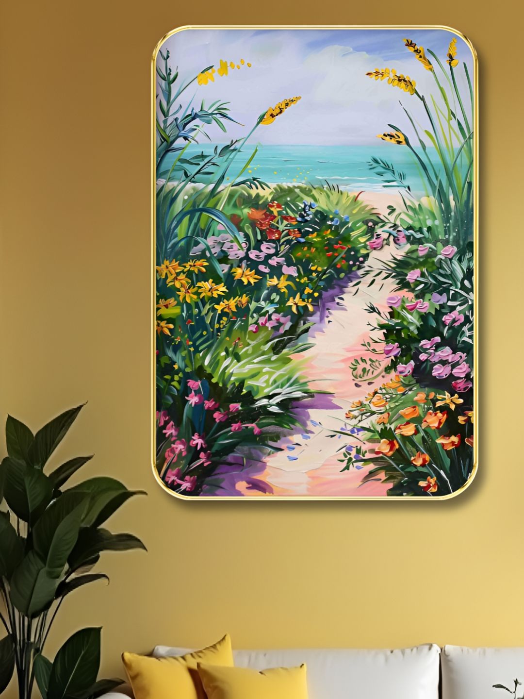 SAF Blue & Green Wood Floral and Botanical Wall Art-picture-21