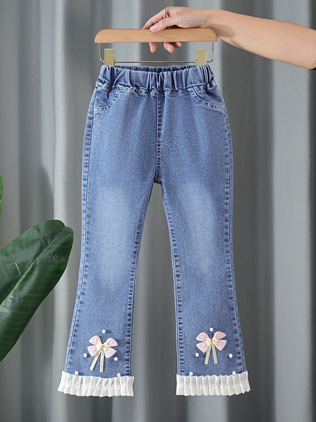 YK Girls Comfort Relaxed Fit High-Rise Light Fade Embellished Stretchable Jeans-picture-57