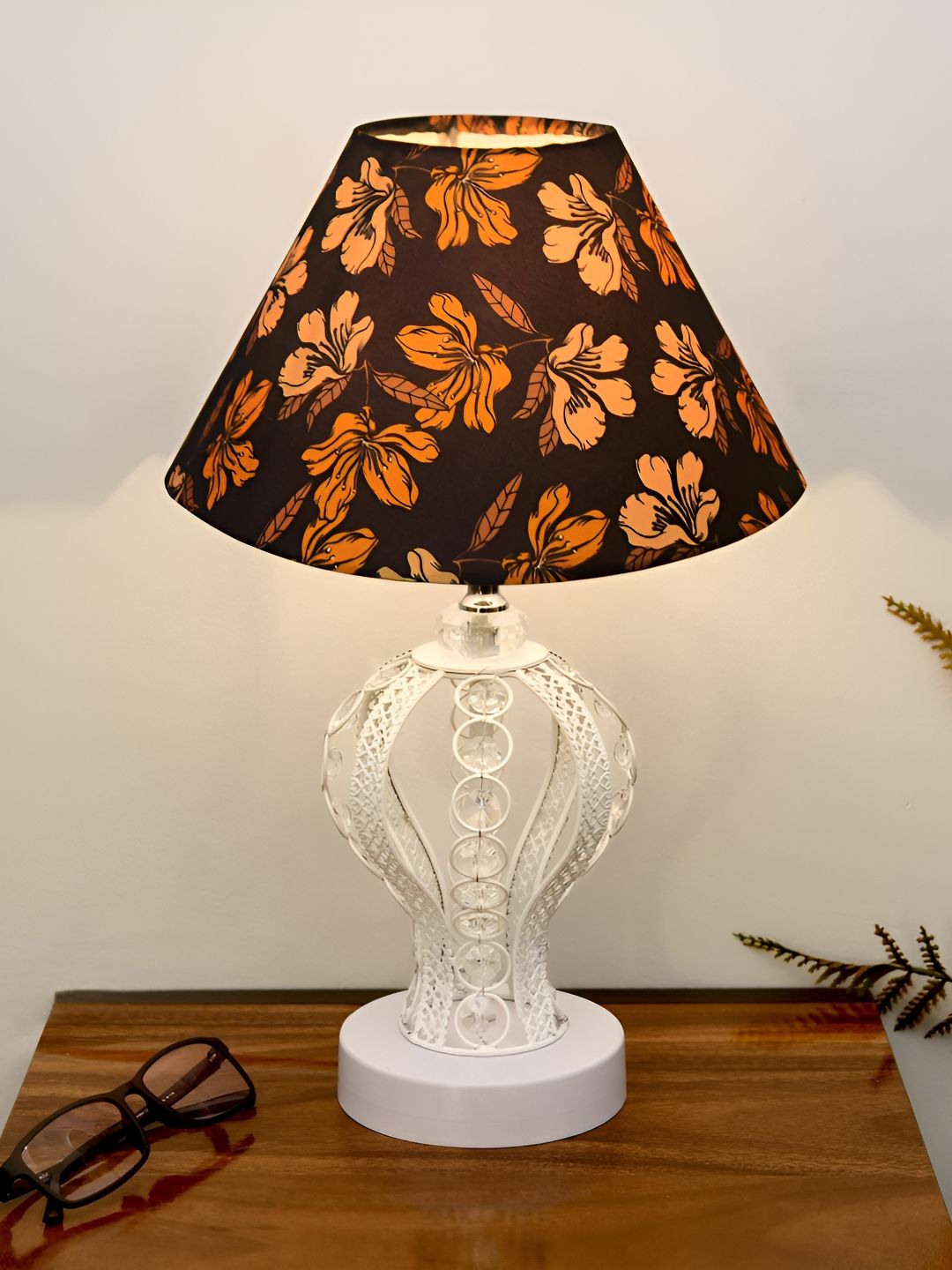 Homesake White Printed Metal Industrial Cylindrical Shaped Table Lamp-image-34