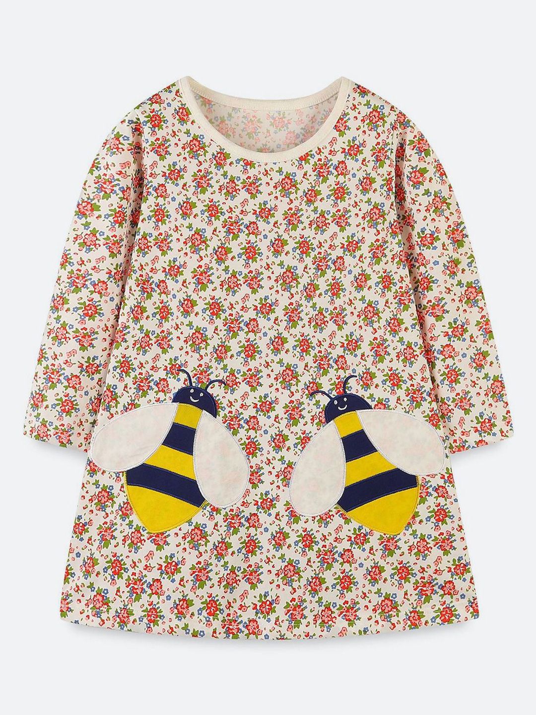 Oh Rare Girls Floral Printed Cotton A-Line Above Knee Dress-picture-14