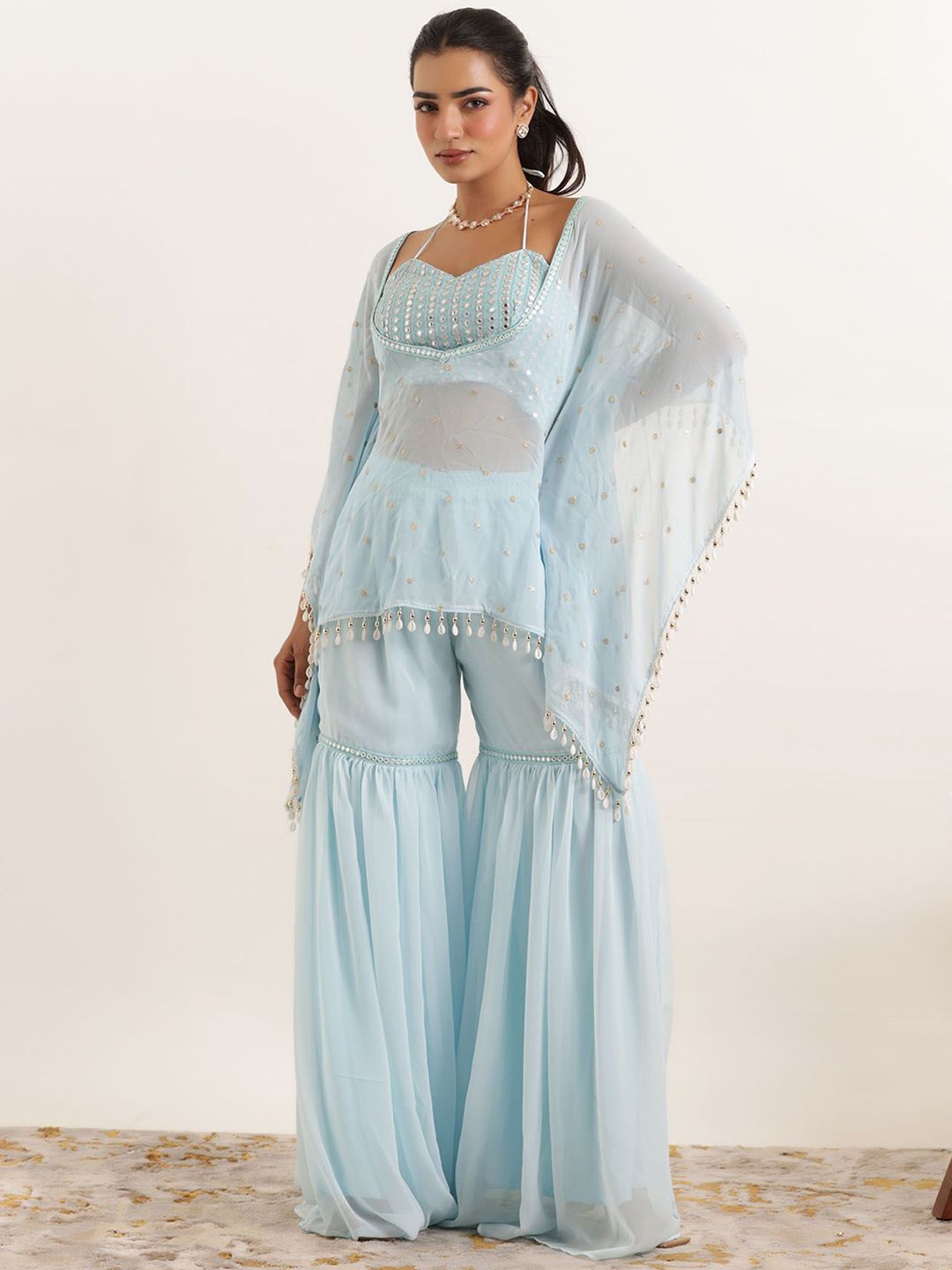 DEASHA INDIA Ethnic Motifs Embroidered Mirror Work Tunic With Palazzo-picture-12