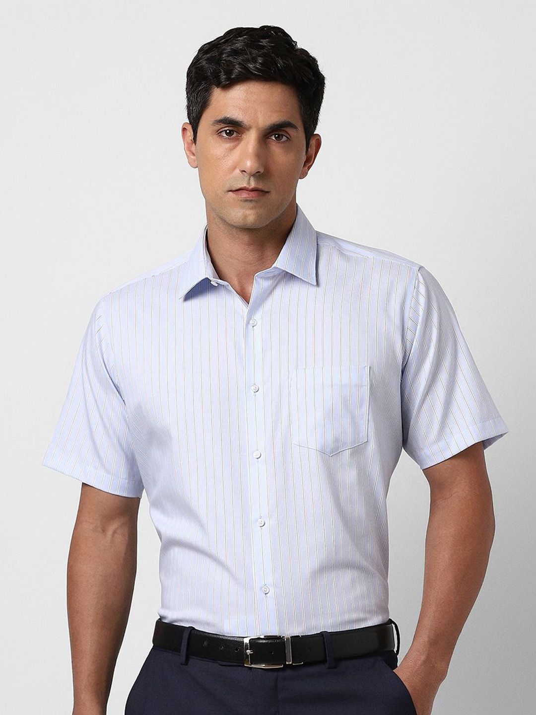 Van Heusen Men Spread Collar Vertical Striped Cotton Formal Shirt-picture-19