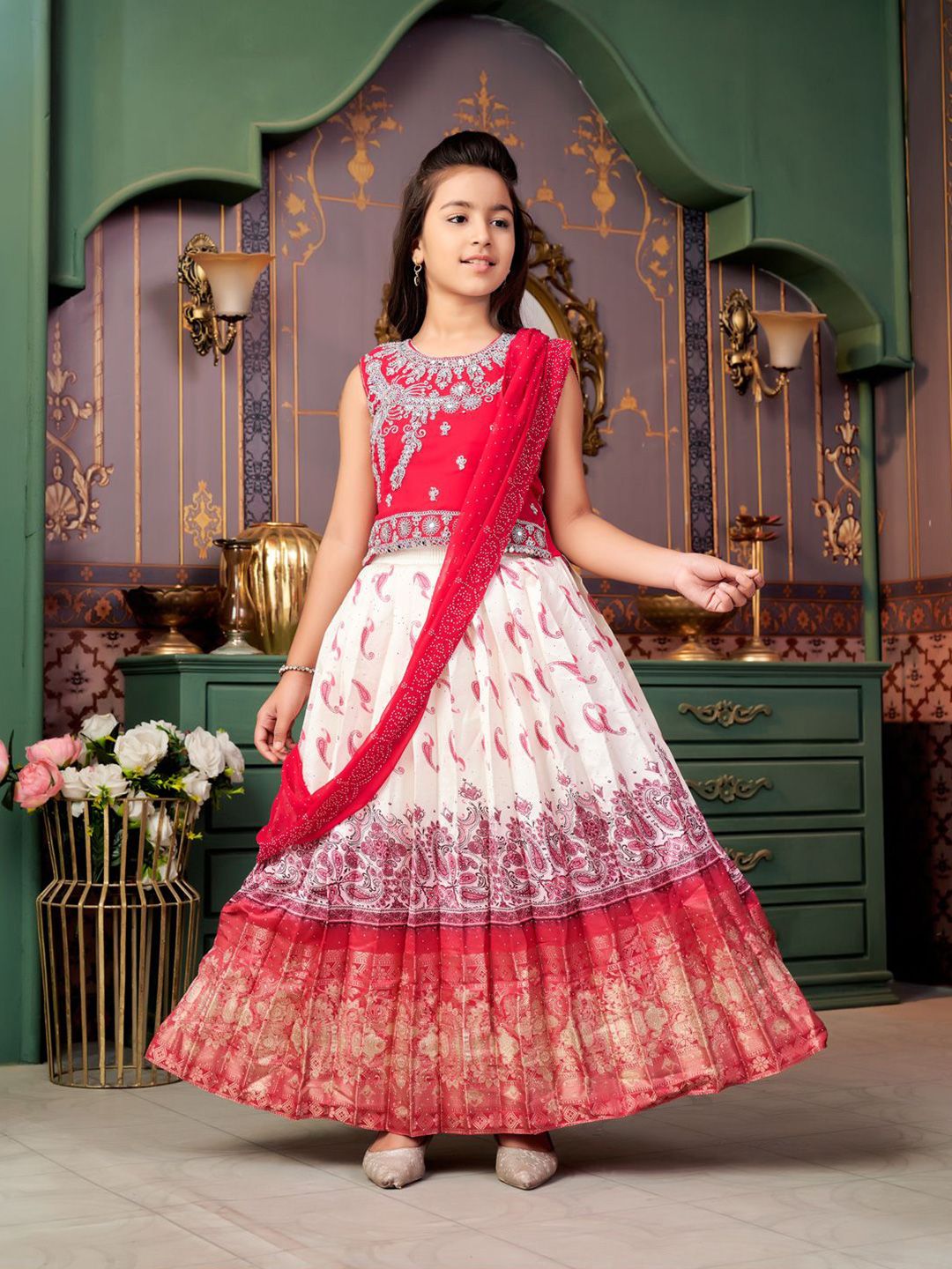 BAESD Girls Embroidered Sequinned Ready to Wear Lehenga & Blouse With Dupatta-picture-44