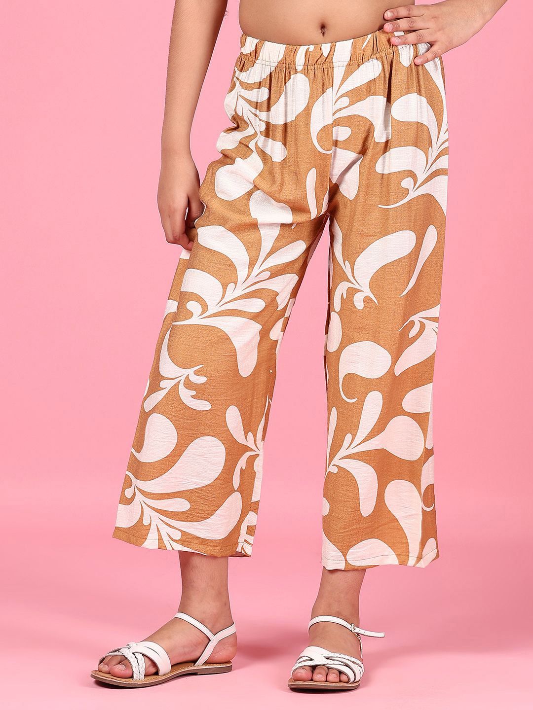 V-Mart Girl Printed Wide Leg Slip-On Palazzos-image-12