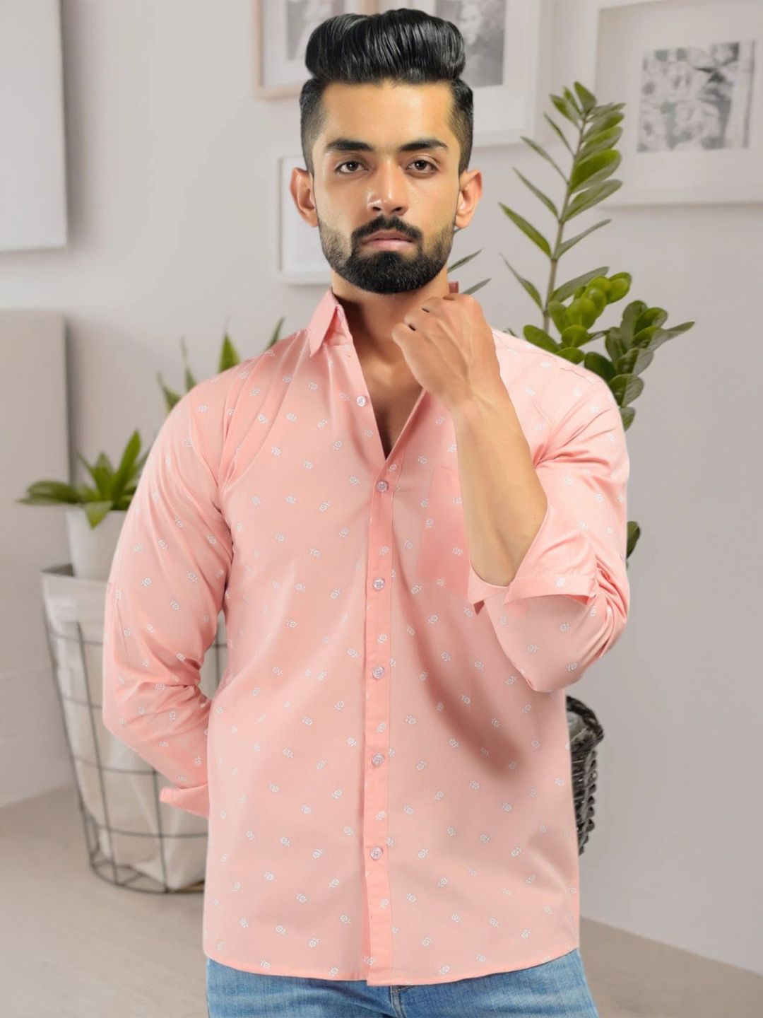 BASE 41 Men Spread Collar Floral Printed Casual Shirt-picture-38
