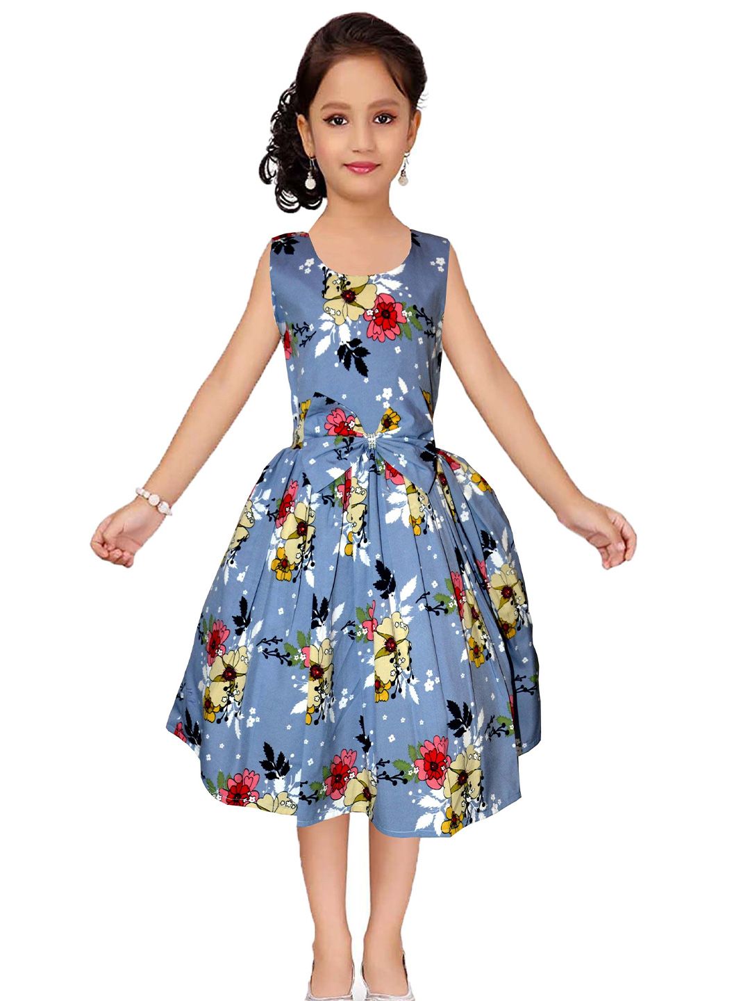 Wow Princess Floral Print Crepe A-Line Dress-picture-14