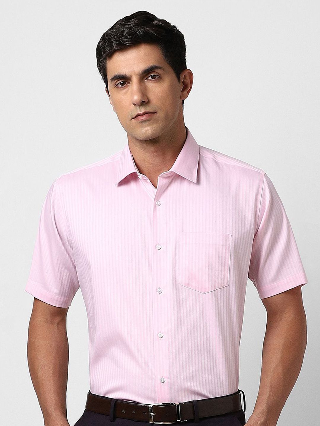 Van Heusen Men Spread Collar Textured Cotton Formal Shirt-picture-10