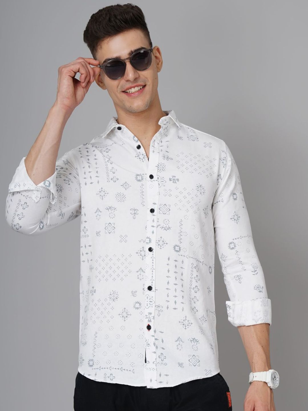 THE BEETEL HOUSE Men Standard Slim Fit Spread Collar Floral Printed Cotton Casual Shirt-picture-36