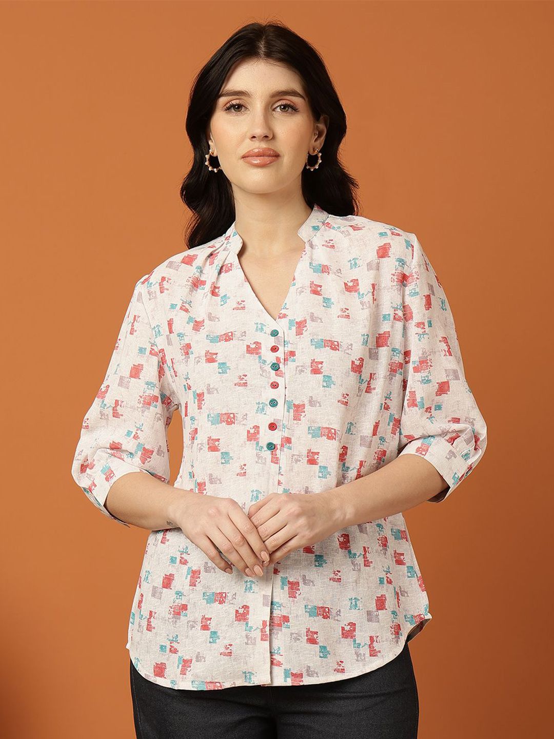 FFU Floral Print Shirt Style Top-picture-36