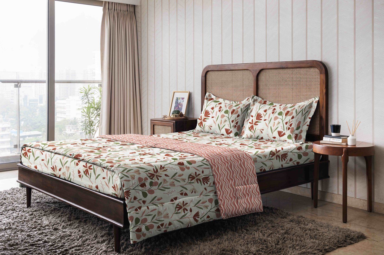 The Happy Pod Red & Cream Pure Cotton Single Bedding SetComforter Bedsheet& 2Pillow Covers-picture-60